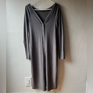 Wayf gray long ribbed button up cardigan